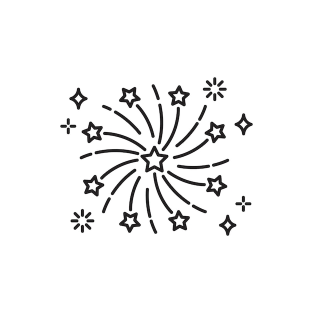 Icona della linea di fuochi d'artificio segno di saluto pirotecnico simbolo delle luci della celebrazione del carnevale design di qualità