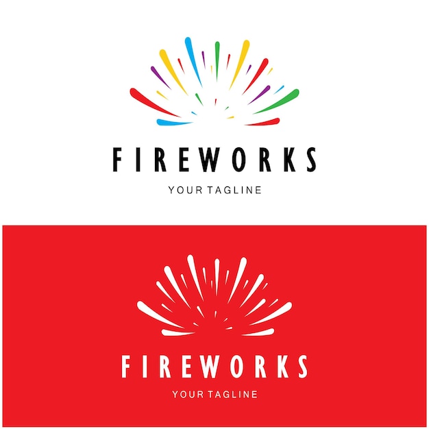 Vettore progettazione del logo dei fuochi d'artificio con scintille colorate creative in stile moderno