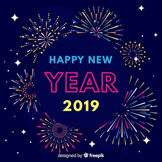 Vector fireworks new year 2019 background
