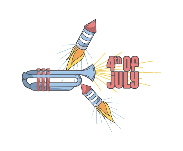 Vector fireworks rockets and trumpet icon