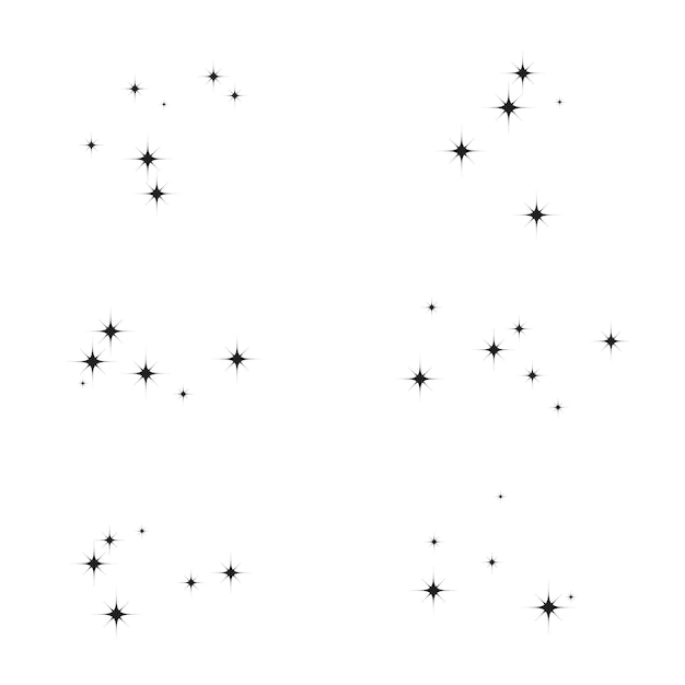 Fireworks star is a random source of flow Set of shooting star Stars on a white background