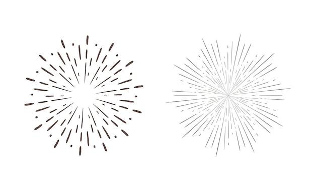 Fireworks and sunburst on a white background