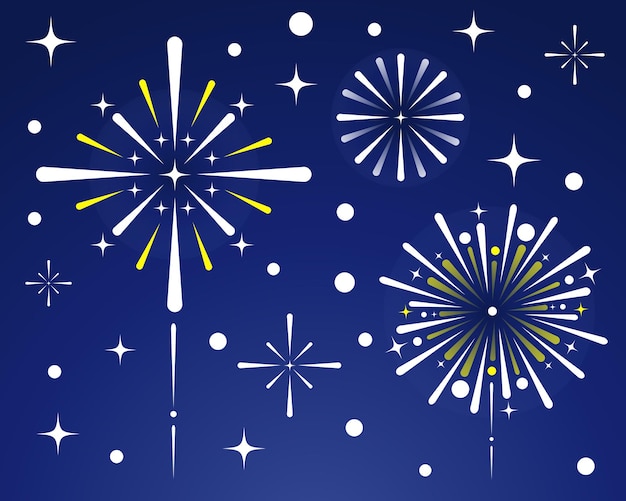 Fireworks Vector with White and Blue Background