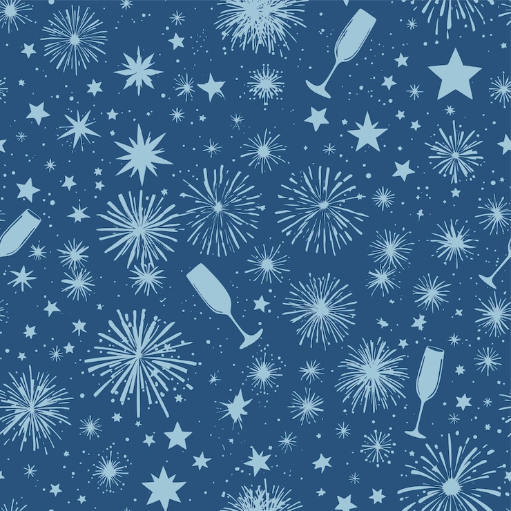 Vector fireworks with fireworks and a blue background with stars