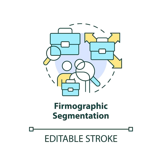 Firmographic 세분화 개념 아이콘 세트