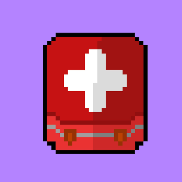 Cassetta di pronto soccorso con stile pixel art