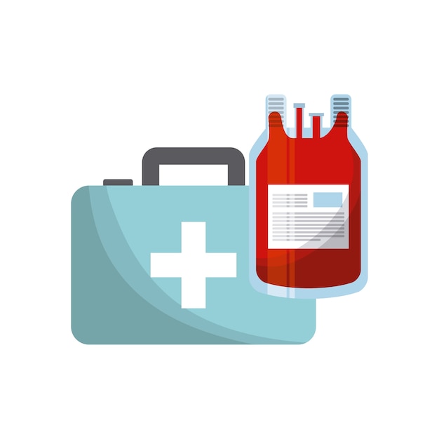 first aid briefcase and blood bag