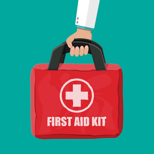 First aid kit. Cloth bag for medicine.