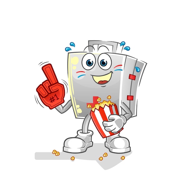 First aid kit fan with popcorn illustration character vector