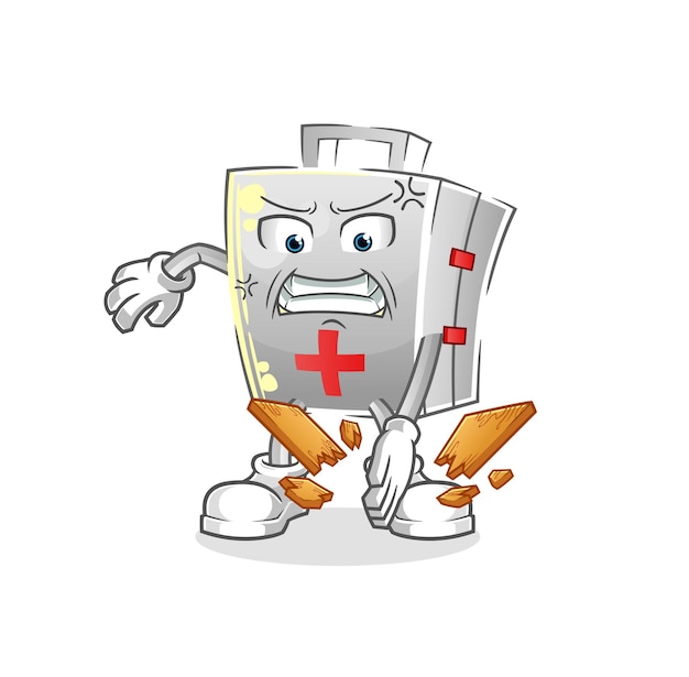 First aid kit karate mascot. cartoon vector