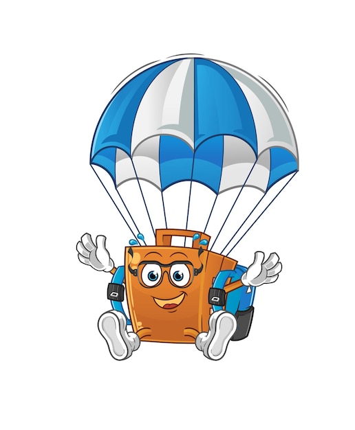 Vector first aid kit skydiving character. cartoon mascot vector