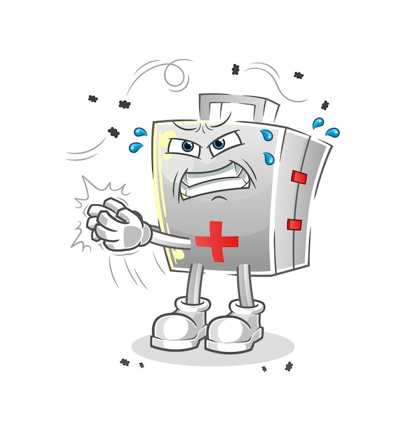 First aid kit swat fly character. cartoon mascot vector