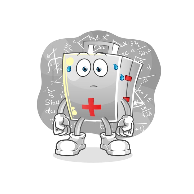 First aid kit thinking hard vector. cartoon character