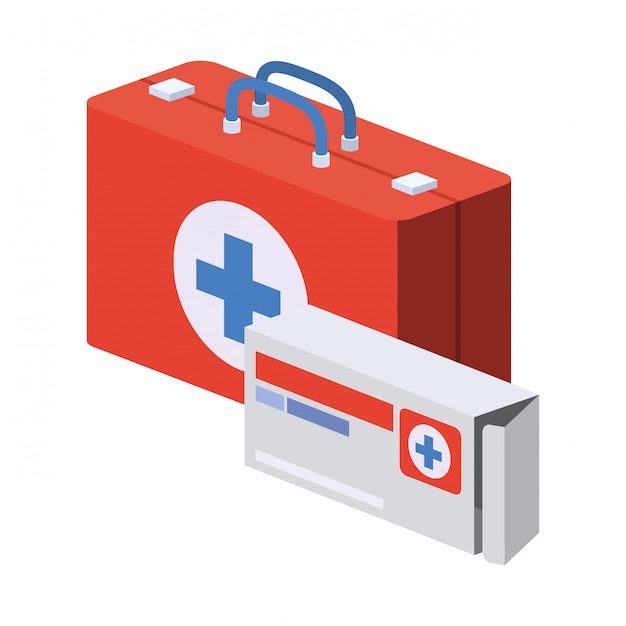 Vector first aid kit on white