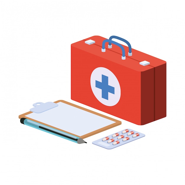 Vector first aid kit on white