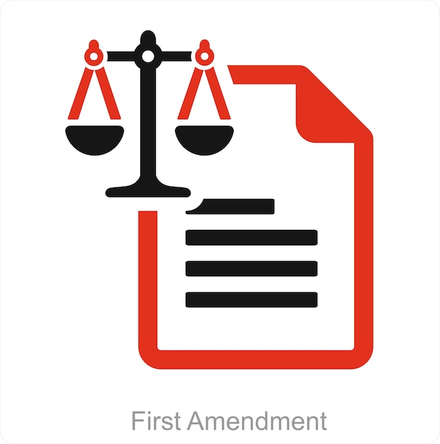 First Amendment and law icon concept