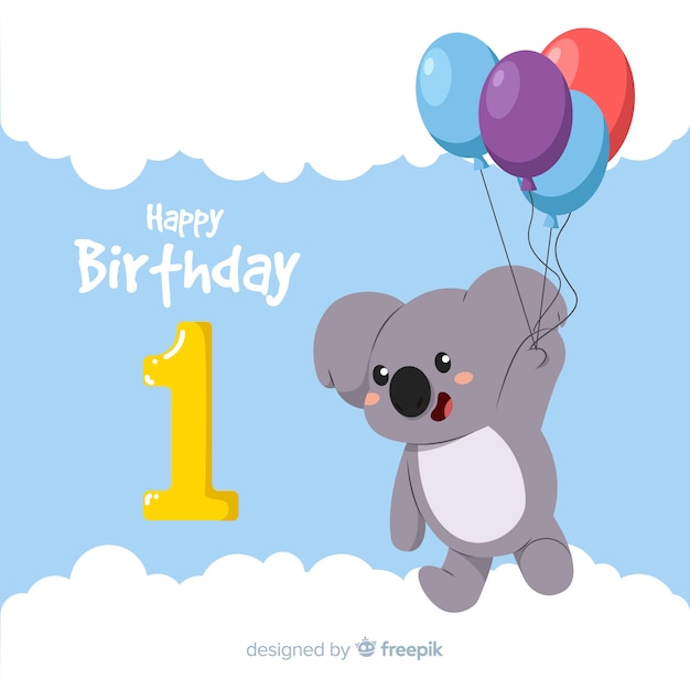 Vector first birthday card