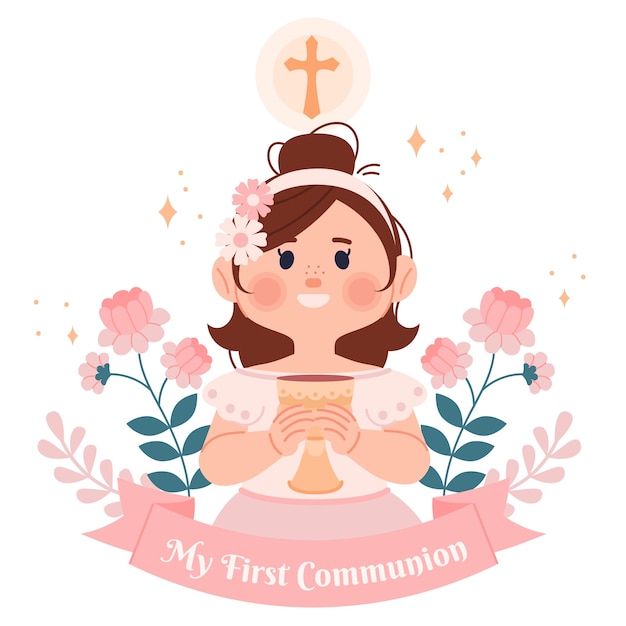 First communion illustration design