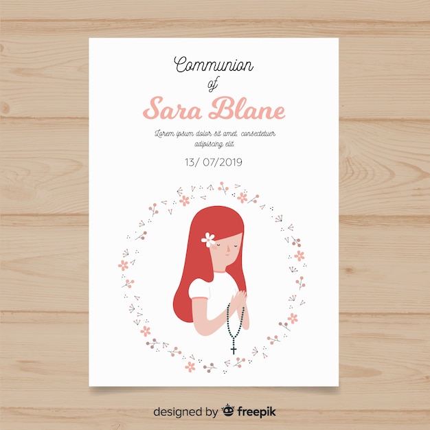 Vector first communion invitation template