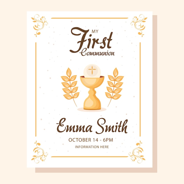 Vector first communion invitation