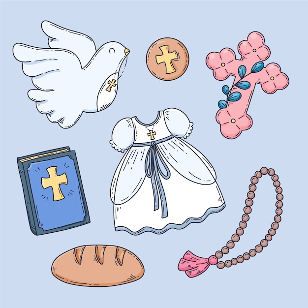 Vector first communion items set design