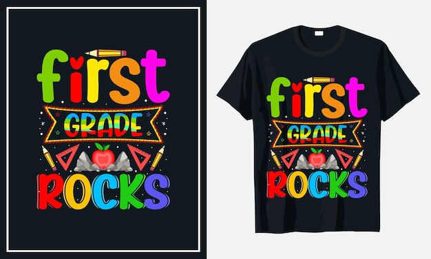 First Grade Rocks Back to school дизайн футболки премиум вектор