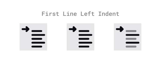 First line left indent icons set