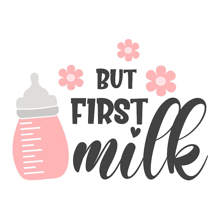 Вектор но первое молоко смешной слоган надпись newborn baby цитирует векторную иллюстрацию для отпечатков