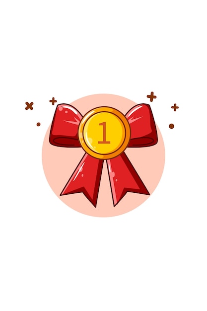 Vector first place gold medal icon cartoon illustration
