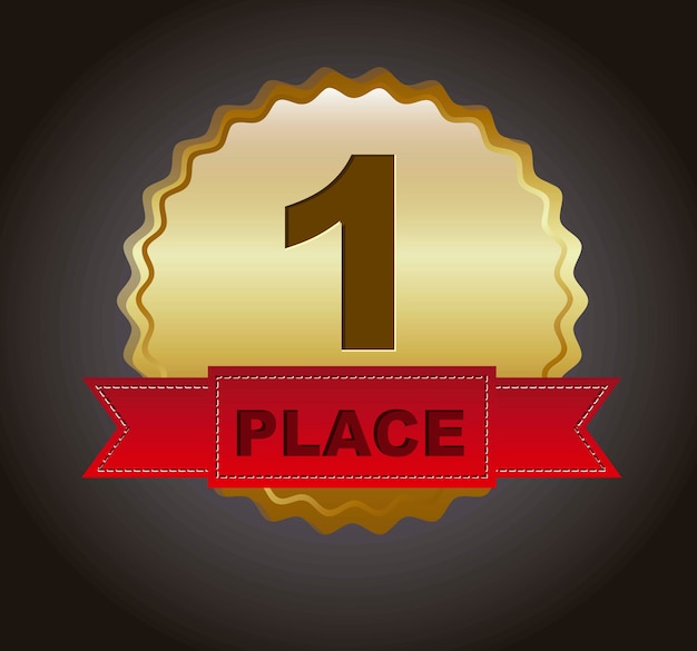 first place ribbon over black background vector illustration
