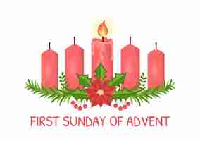 Vector first sunday of advent or the beginning of a new church year  in template hand drawn illustration
