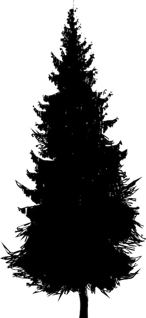 Firtree zwart silhouet zwart-wit afbeelding voor ontwerp