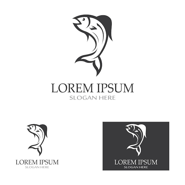 Шаблон логотипа абстрактной иконки рыбы. Креативный векторный символ рыболовного клуба или интернет-магазина.