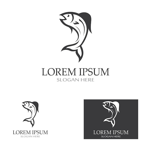 Fish abstract icon design logo templatecreative vector symbol of fishing club or online shop