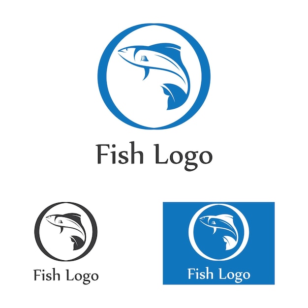 魚の抽象的なアイコンデザインロゴテンプレート釣りクラブやオンラインショップのクリエイティブなベクトルシンボル