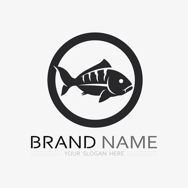 Fish abstract icon design logo templateCreative vector symbol of fishing club or online shop