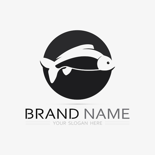 Fish abstract icon design logo templateCreative vector symbol of fishing club or online shop
