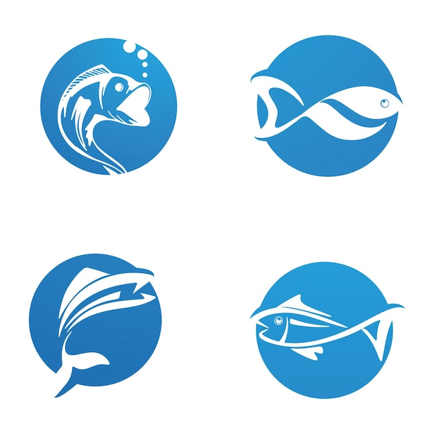 Modello di logo per la progettazione di icone astratte di pesci simbolo vettoriale creativo di club di pesca o negozio online