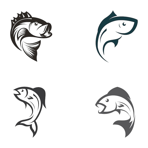 Шаблон логотипа абстрактной иконки рыбы. креативный векторный символ рыболовного клуба или интернет-магазина.