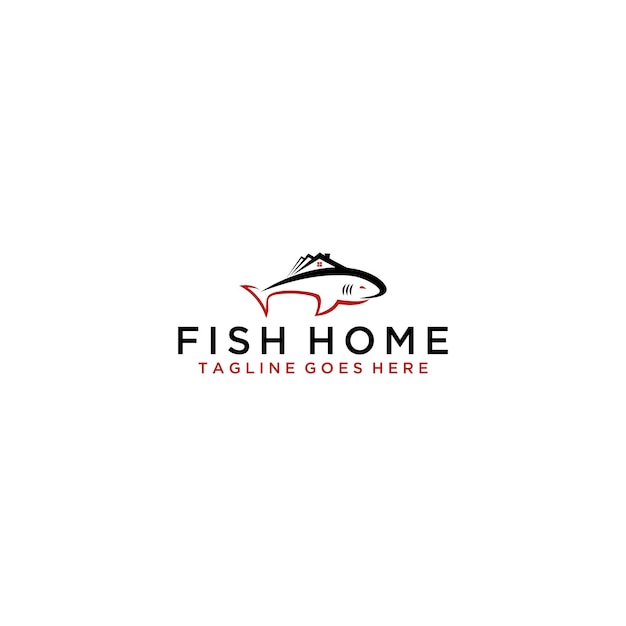 魚と家の創造的なロゴのサインデザイン