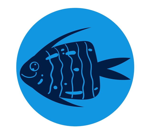 Fish animal sea life ocean emblem icon concept Vector flat graphic design illustration