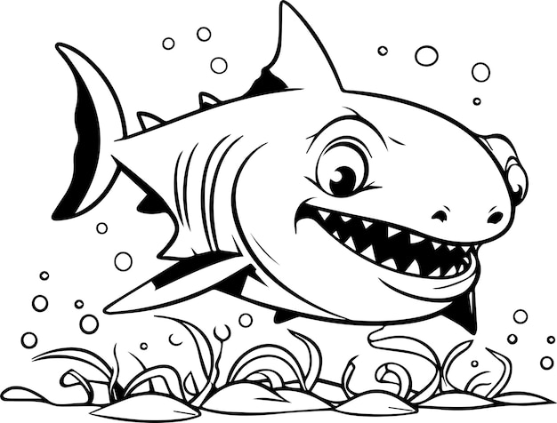 Fish animal vector and colouring page