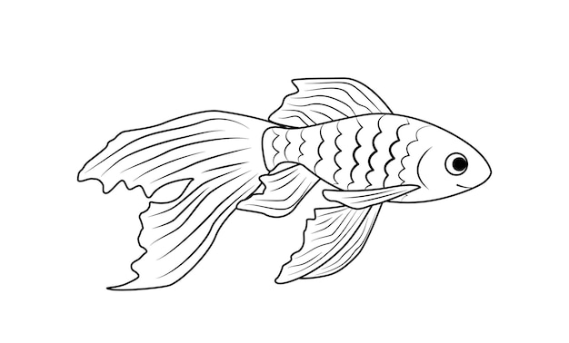 물고기 수족관 물고기 색칠 페이지흑백 물고기 벡터