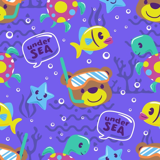 Vector fish background seamless pattern