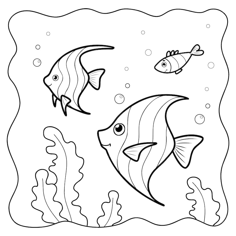 Premium Vector | Fish black and white Coloring book or Coloring page