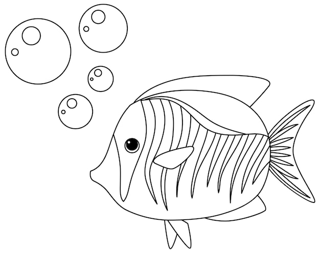 魚の黒と白の落書きキャラクター