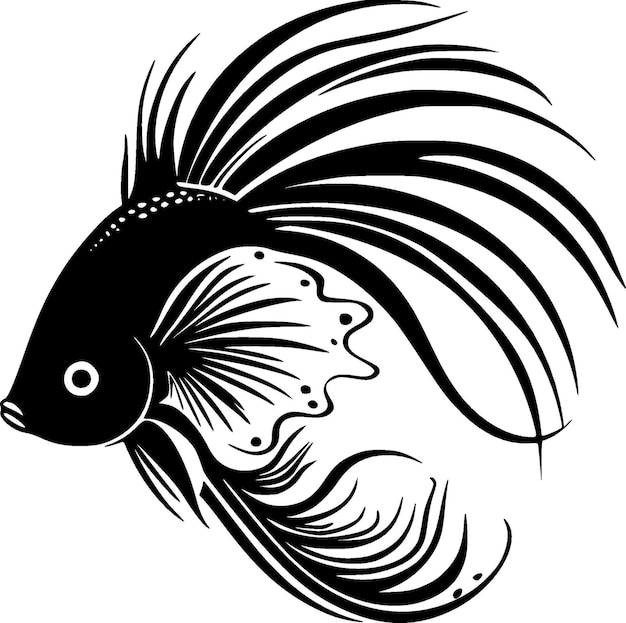 Vettore illustrazione vettoriale dell'icona isolata in bianco e nero del pesce