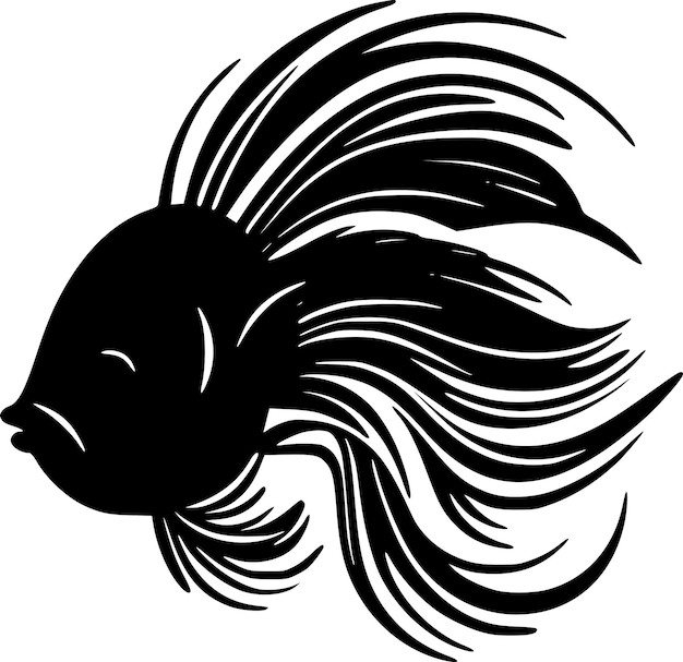 Fish Black and White Isolated Icon Vector illustration