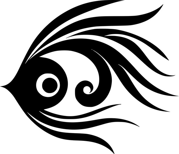 Fish Black and White Isolated Icon Vector illustration