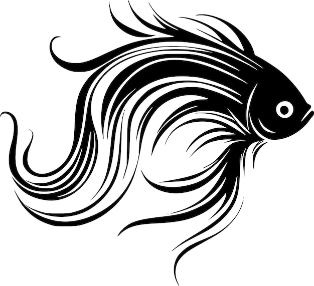 Fish Black and White Isolated Icon Vector illustration